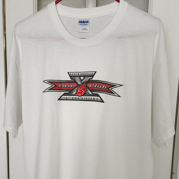 Kevin Harvick Fan Club White T-Shirt Men's Size L 10th Anniversary "Never Worn" - Picture 1 of 7